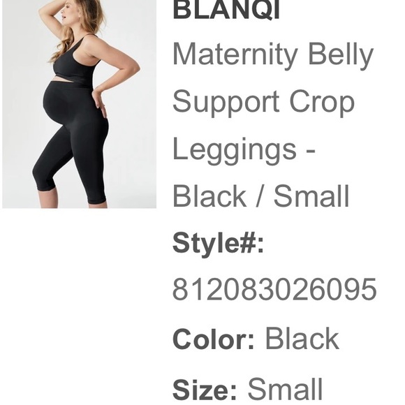 Blanqi Maternity Belly Support Cropped Leggings Black Small - Picture 1 of 3